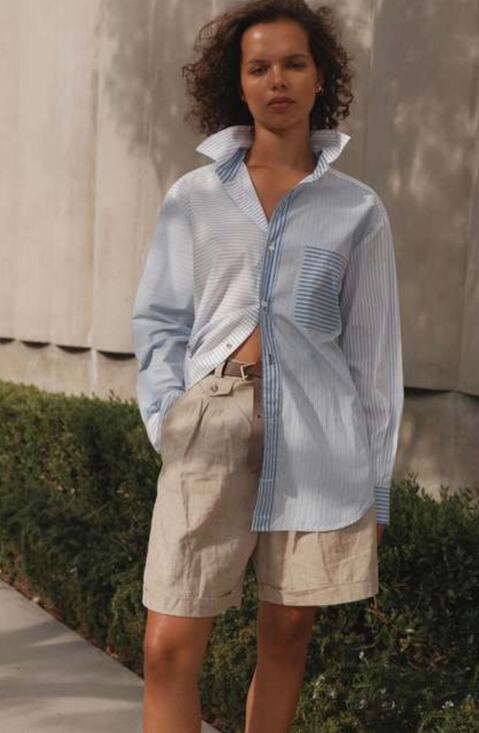 Wear Cissa Tops - Wear Cissa "The Men's Shirt" Blue & White Pin Stripe Oversize Button Down M/L
